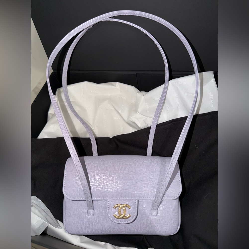 Chanel 26S Preppy Coco Mini Purple Caviar Leather Gold CC Logo Shoulder Bag - Picture 2 of 16